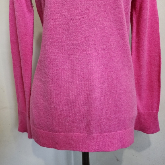Talbots Barbie Pink Sweater Tulip Sleeve And Button Accent - Picture 4 of 9